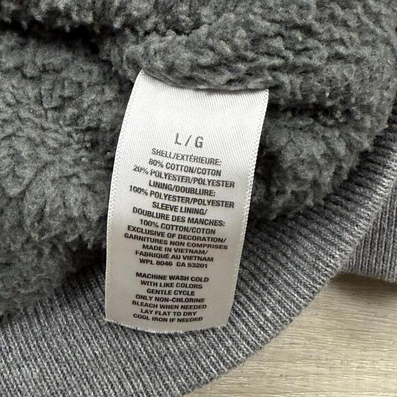 Y2K Aeropostale Sherpa Lined Zip Jacket Gray Sz L Applique Logo A87 Fleece Skate - Picture 6 of 9